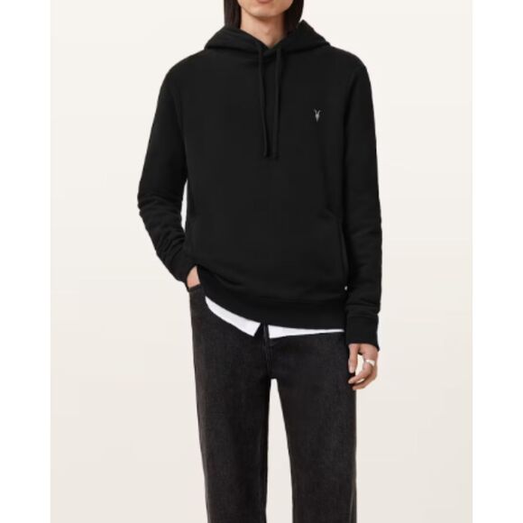 ~ ALLSAINTS Mens Raven Pullover Ramskull Hoodie Med Sweatshirt Kangaroo Pocket - Picture 1 of 16
